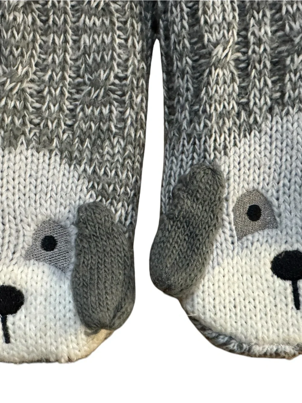 Jane and Bleeker puppy Grey and White Knit dog socks- Cozy fun socks